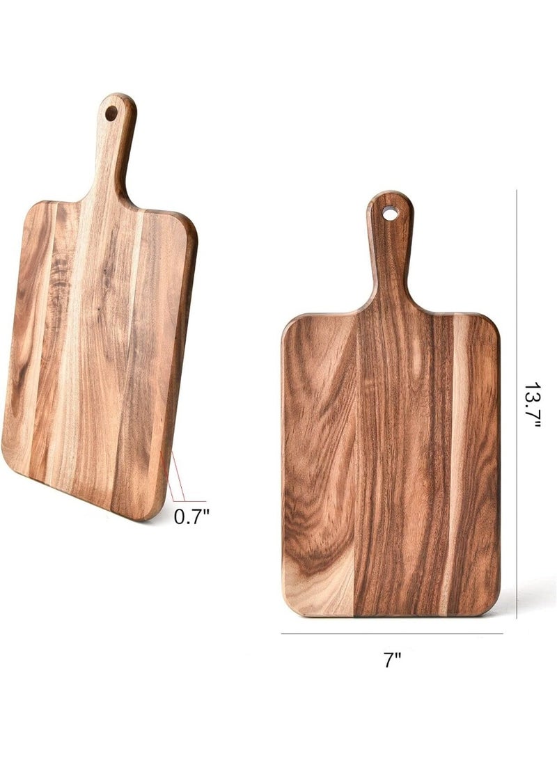 Wood Cutting Board - Wooden Kitchen Cutting Board for Meat, Cheese, Bread, Vegetables &Fruits-Charcuterie Board Cheese Serving Board with Handle,14”x7” - Image 3